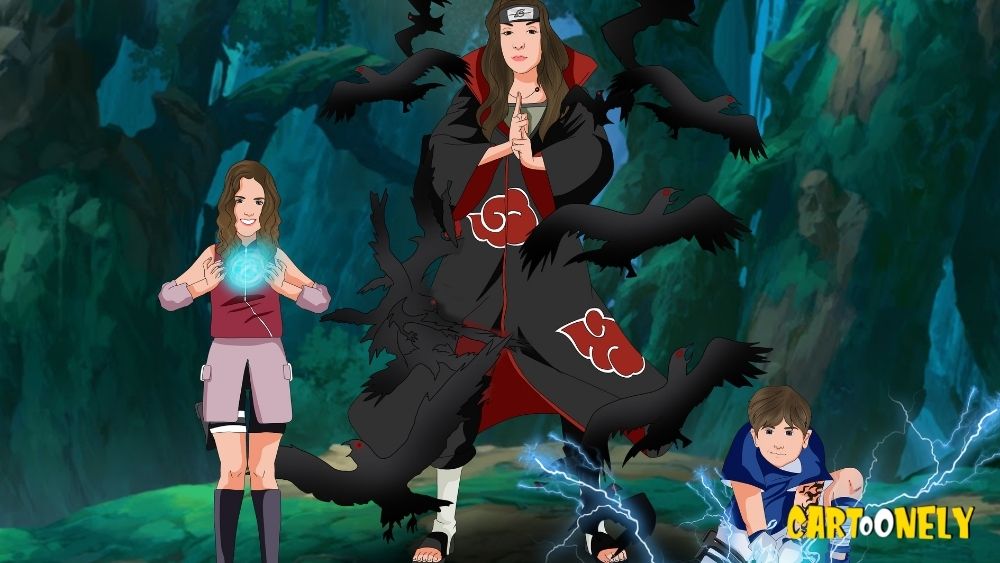 Dessin de famille dans le style Naruto