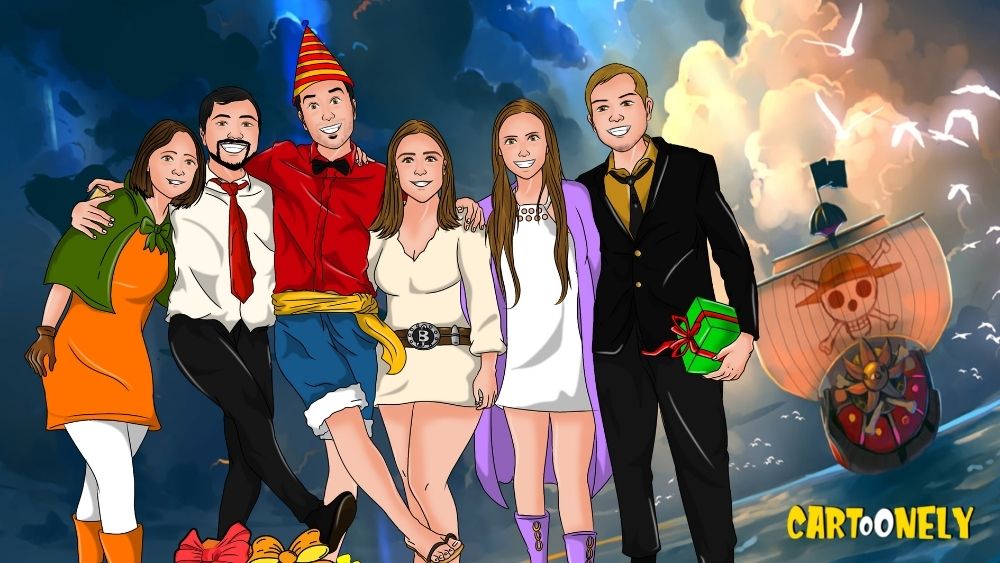 Dessin de famille dans le style One Piece