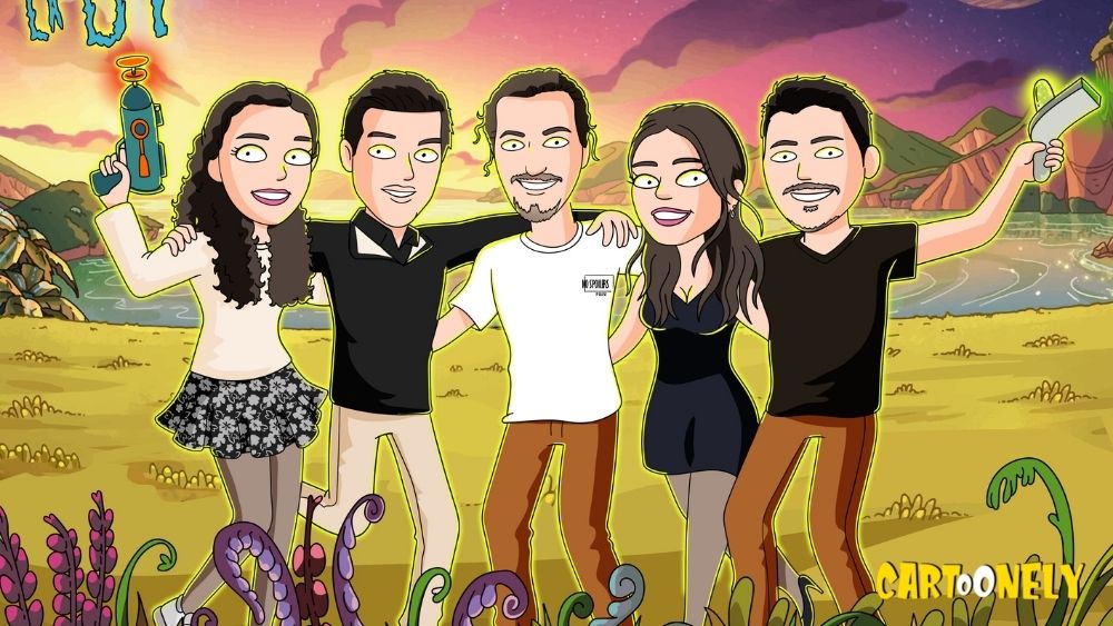 Dessin de famille dans le style Rick et morty