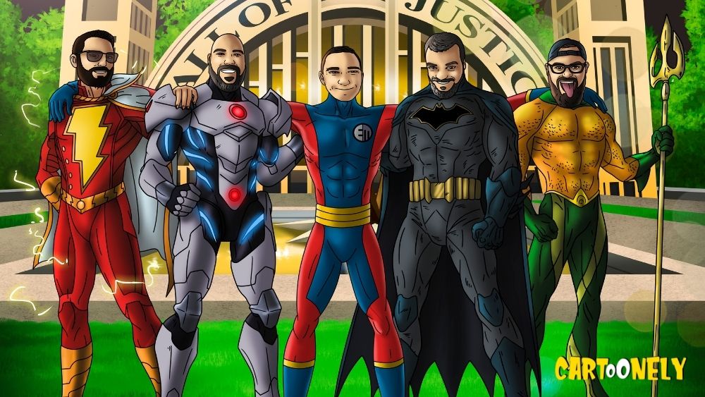 Dessin de famille dans le style super hero