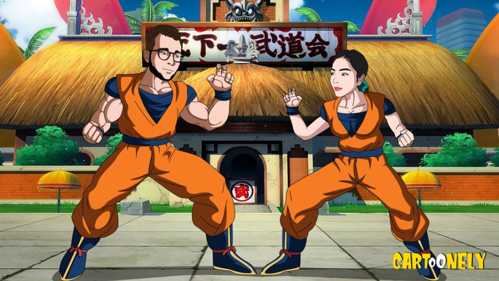 custom couple portrait dragon ball z style