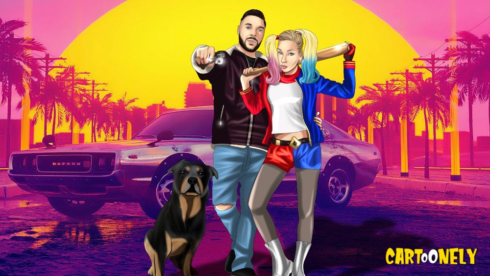 custom couple portrait GTA style