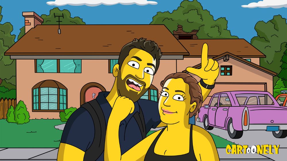 custom couple portrait simpson style
