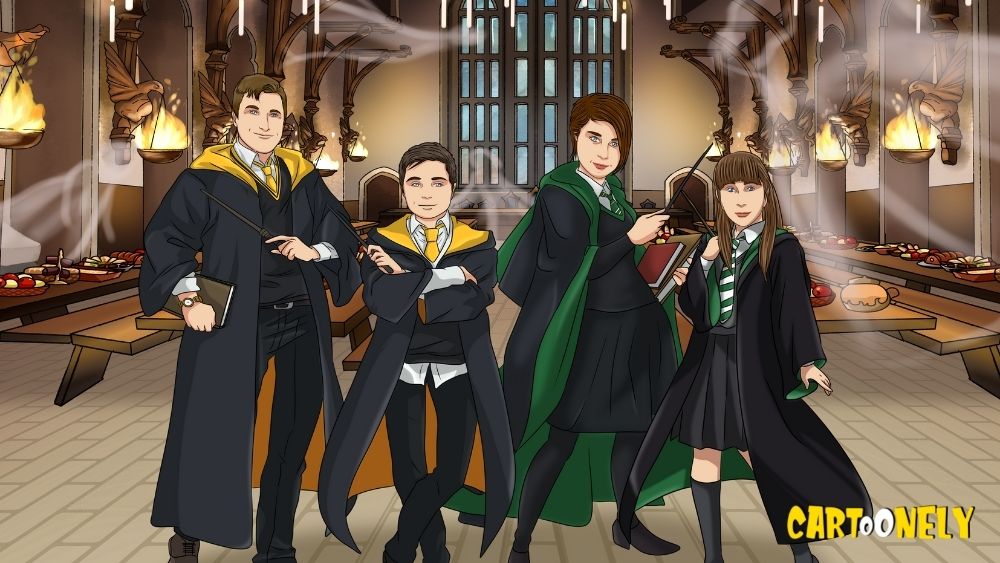 Dessin de famille dans le style Harry Potter